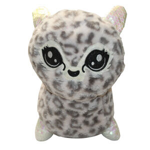 Grey White Cat Glitter Face Pink Sequins Plush Stuffed Animal